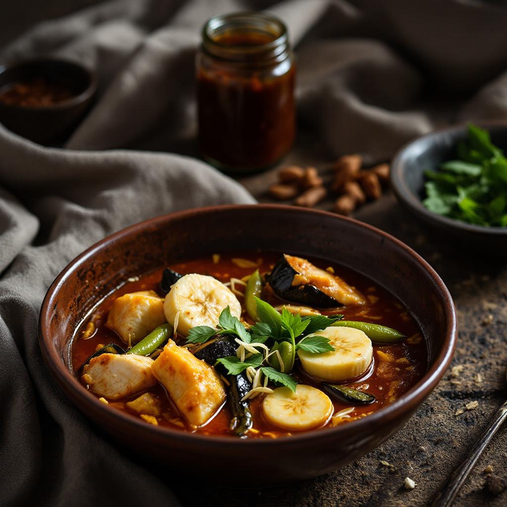 Gaeng Tai Pla southern Thai fermented fish curry with vegetables